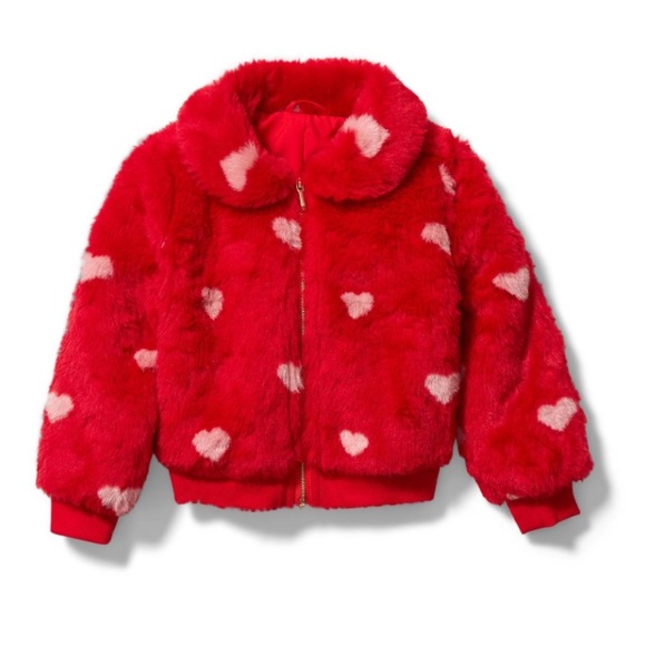 Janie and Jack Other - Janie and Jack Faux Fur Heart Bomber Jacket